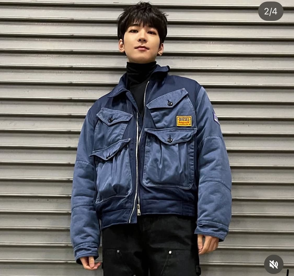 DIESEL-로고 패치 포켓 장식 믹스 패딩자켓 상품이미지2