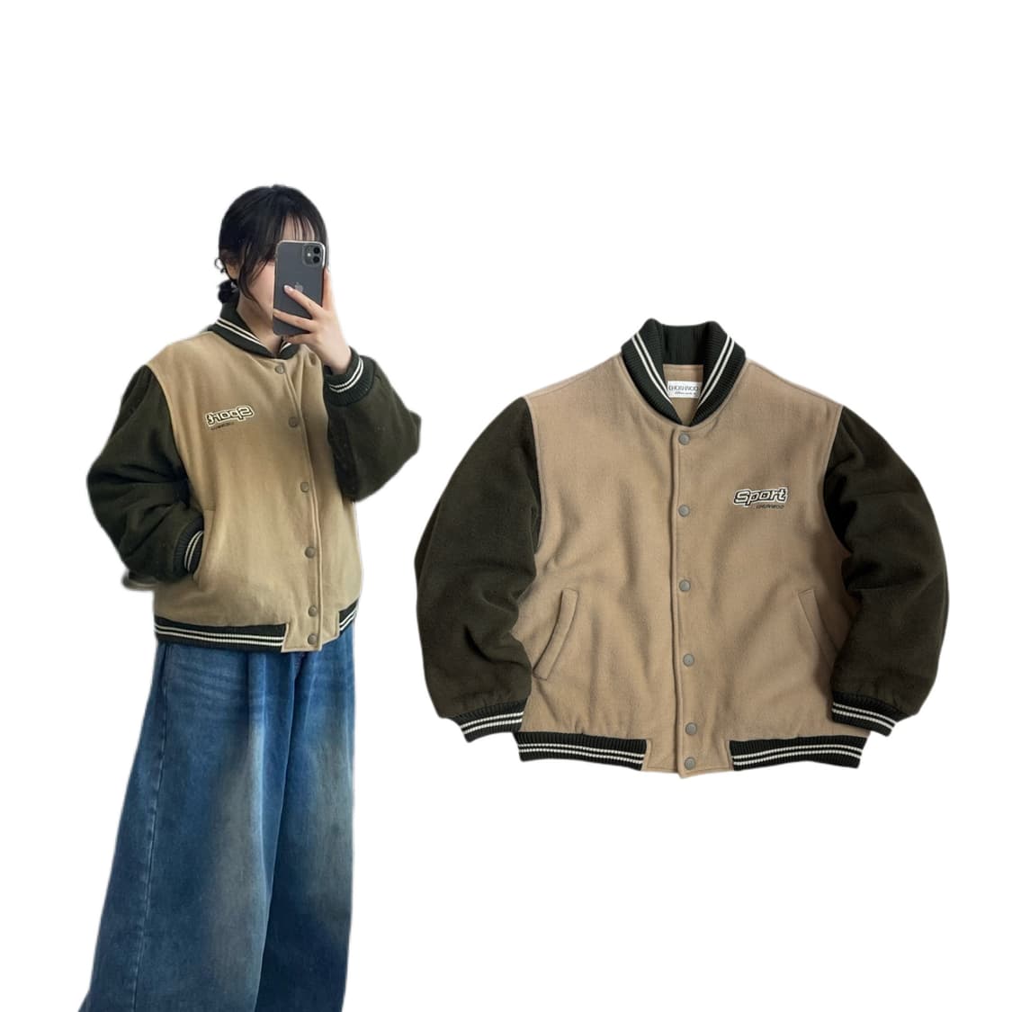 90s 올드스쿨 배색 모직 울 바시티 점퍼 자켓 상품이미지1