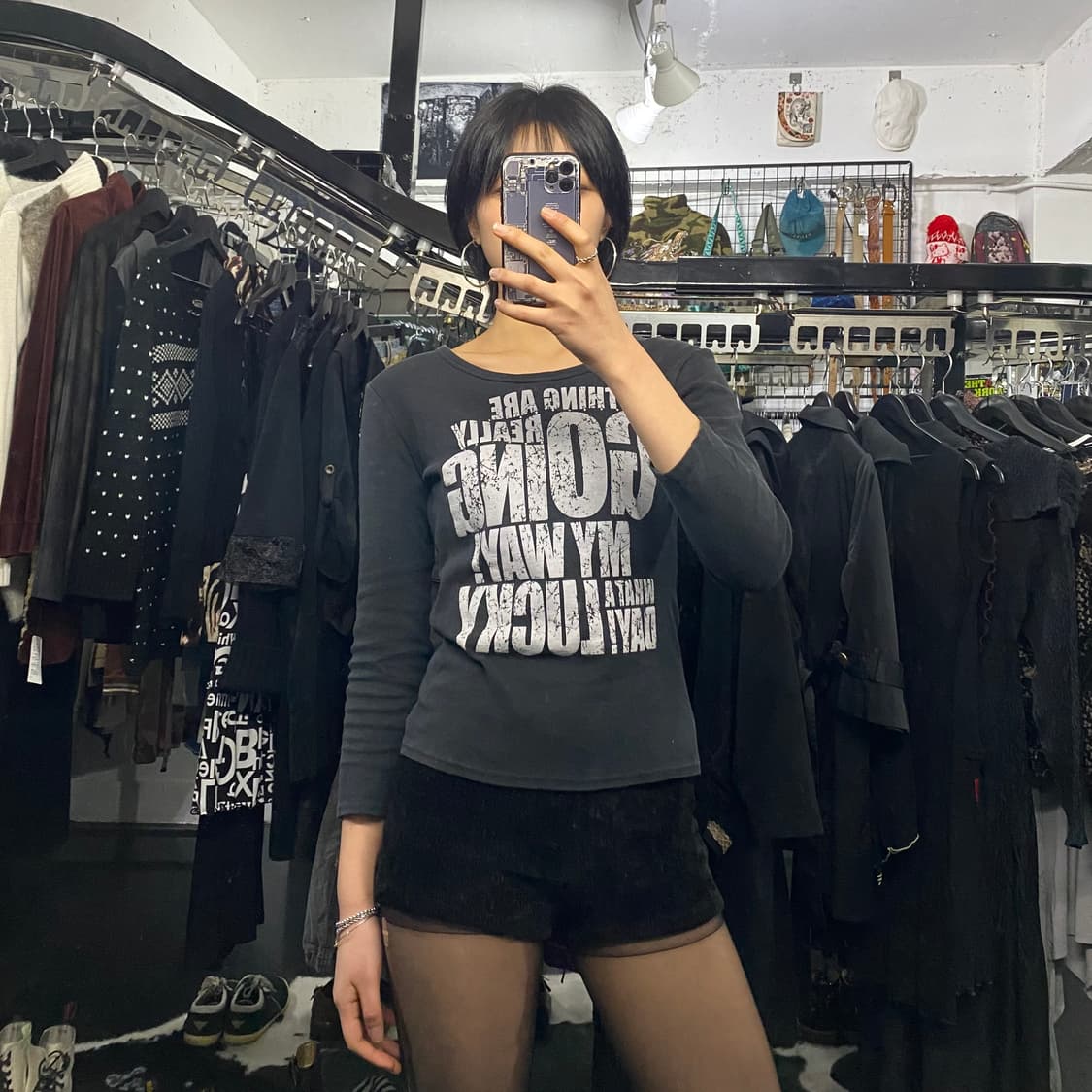 Japanese vtg 레터링 슬림핏 롱슬리브 상품이미지1