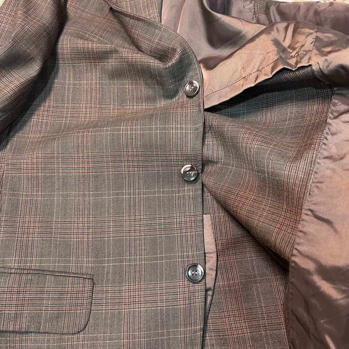 [M] 반 자켓 린넨 체크패턴 블레이저 상품이미지7