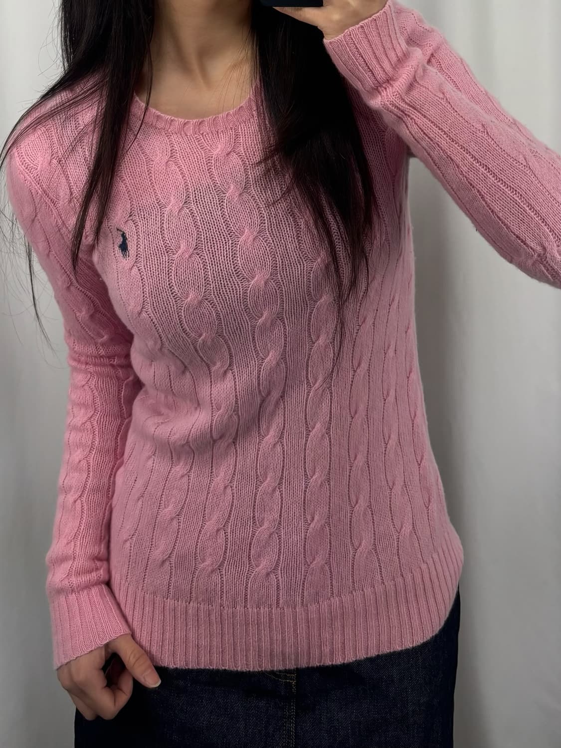 폴로 울 캐시미어 핑크 꽈배기 니트 상품이미지2