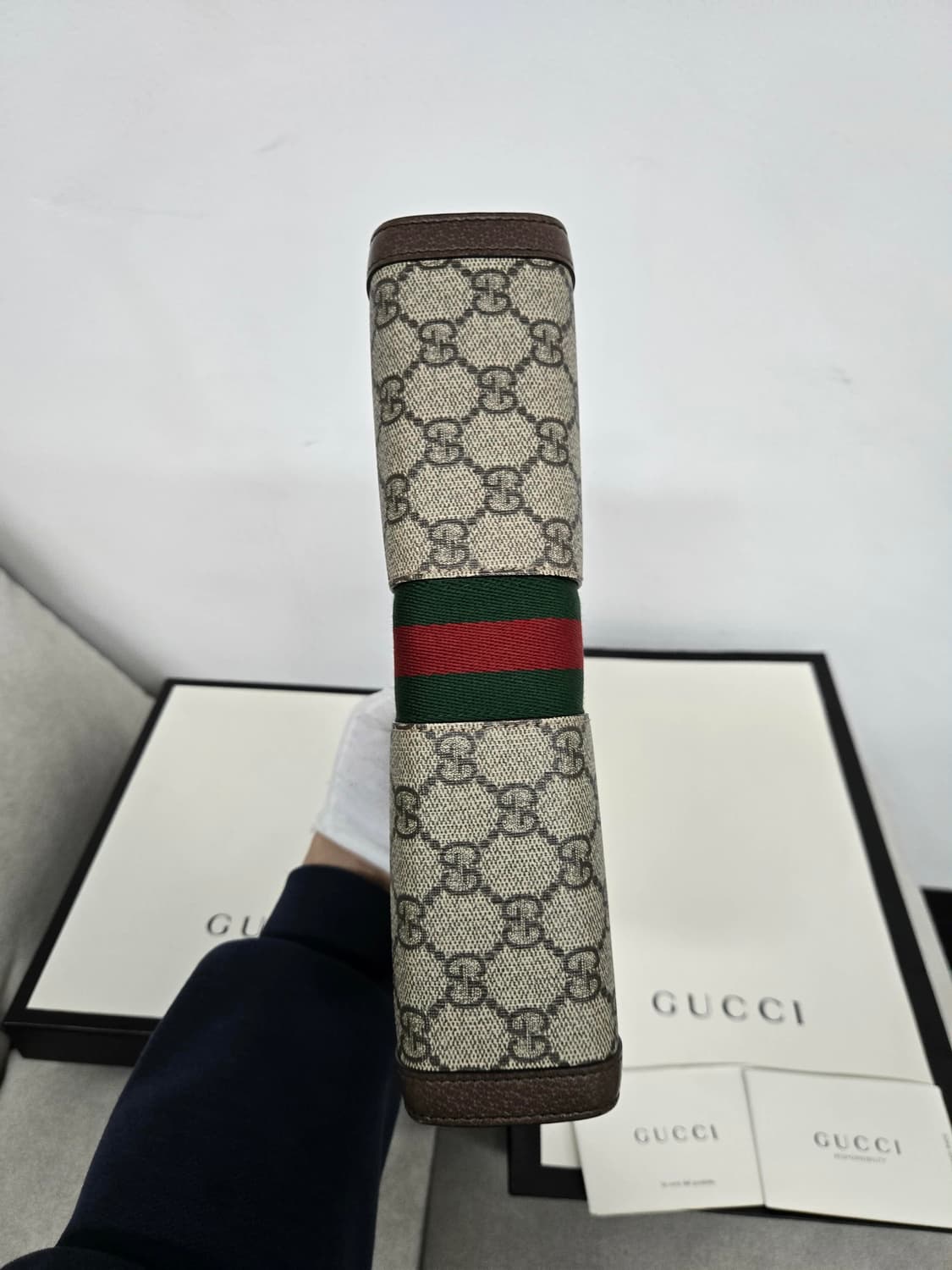 [보증서 정품] 구찌 시그니처 삼선 클러치백 상품이미지1