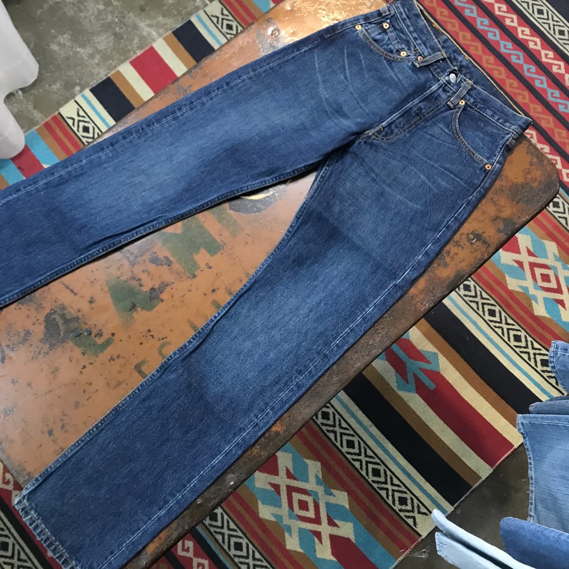 리바이스 501 진청 워시드 데님 팬츠 허리 25 사이즈 상품이미지4