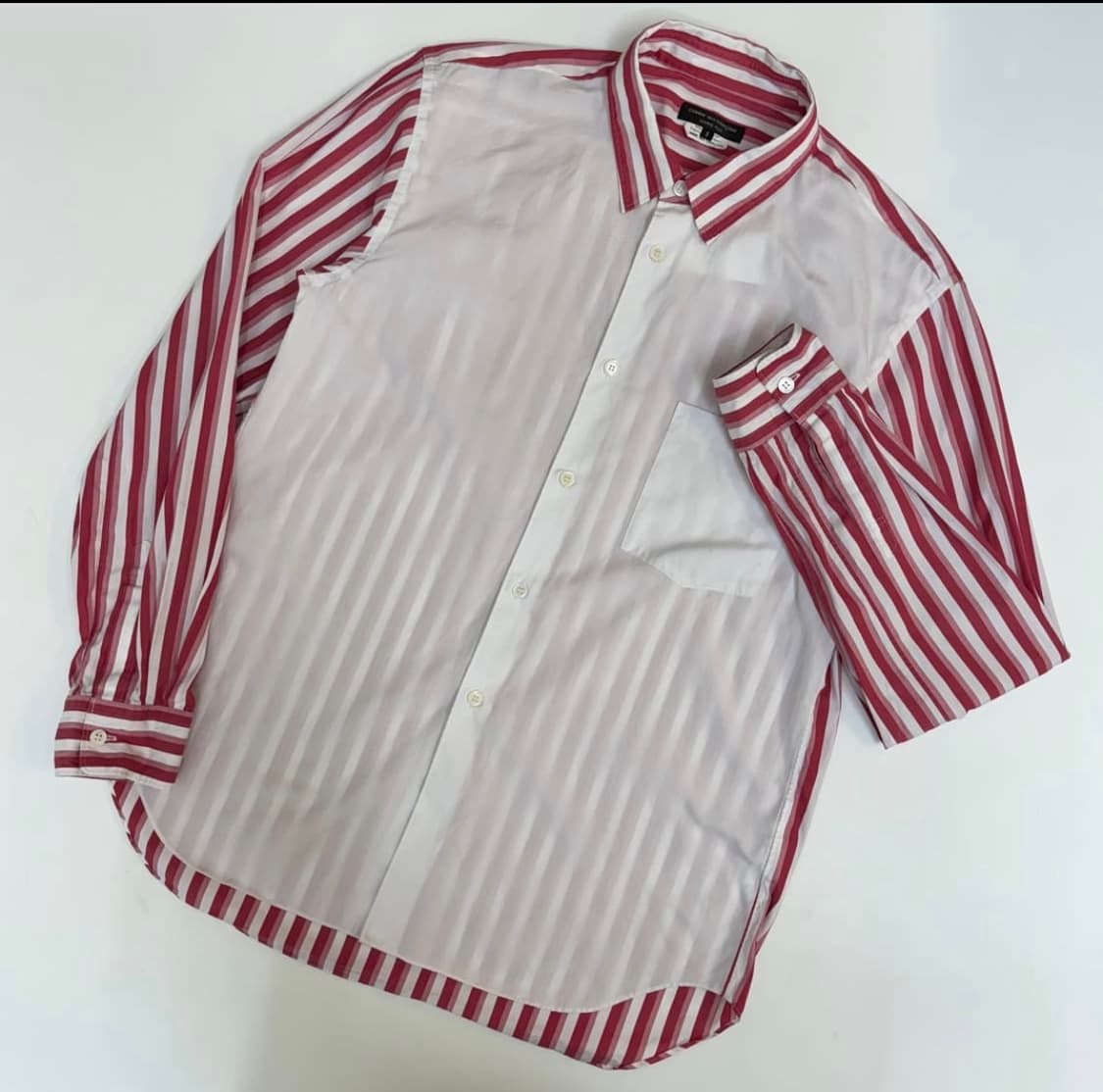 꼼데가르송 옴므 플러스 스트라이프 배색 셔츠 레드 S  상품이미지1