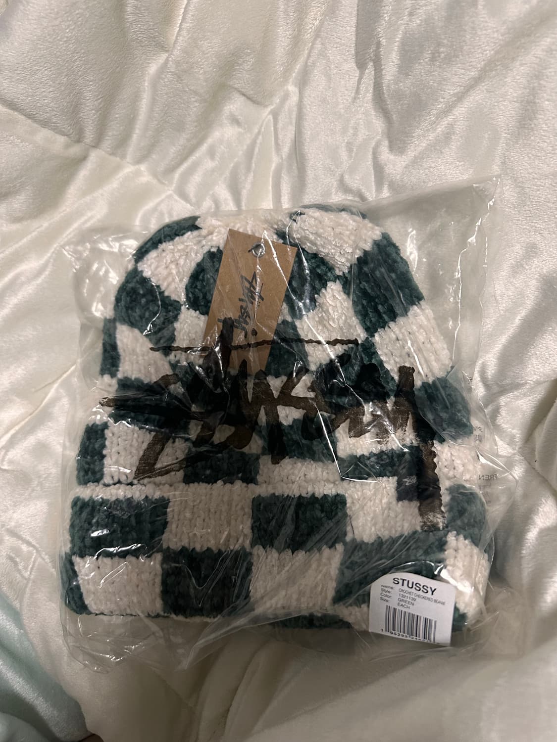 스투시 크로쉐 체커드 비니 그린 상품이미지2