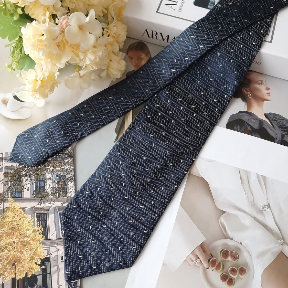 아르마니 꼴레지오니 실크 지그재그 넥타이 10cm A~B등급 A19515 상품이미지3
