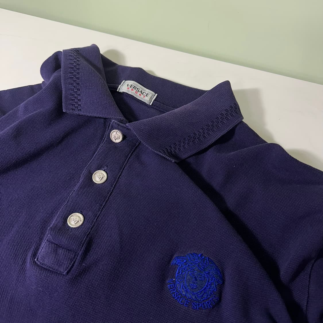 M 48 베르사체 스포츠 네이비 메두사 PK 긴팔카라티 상품이미지1