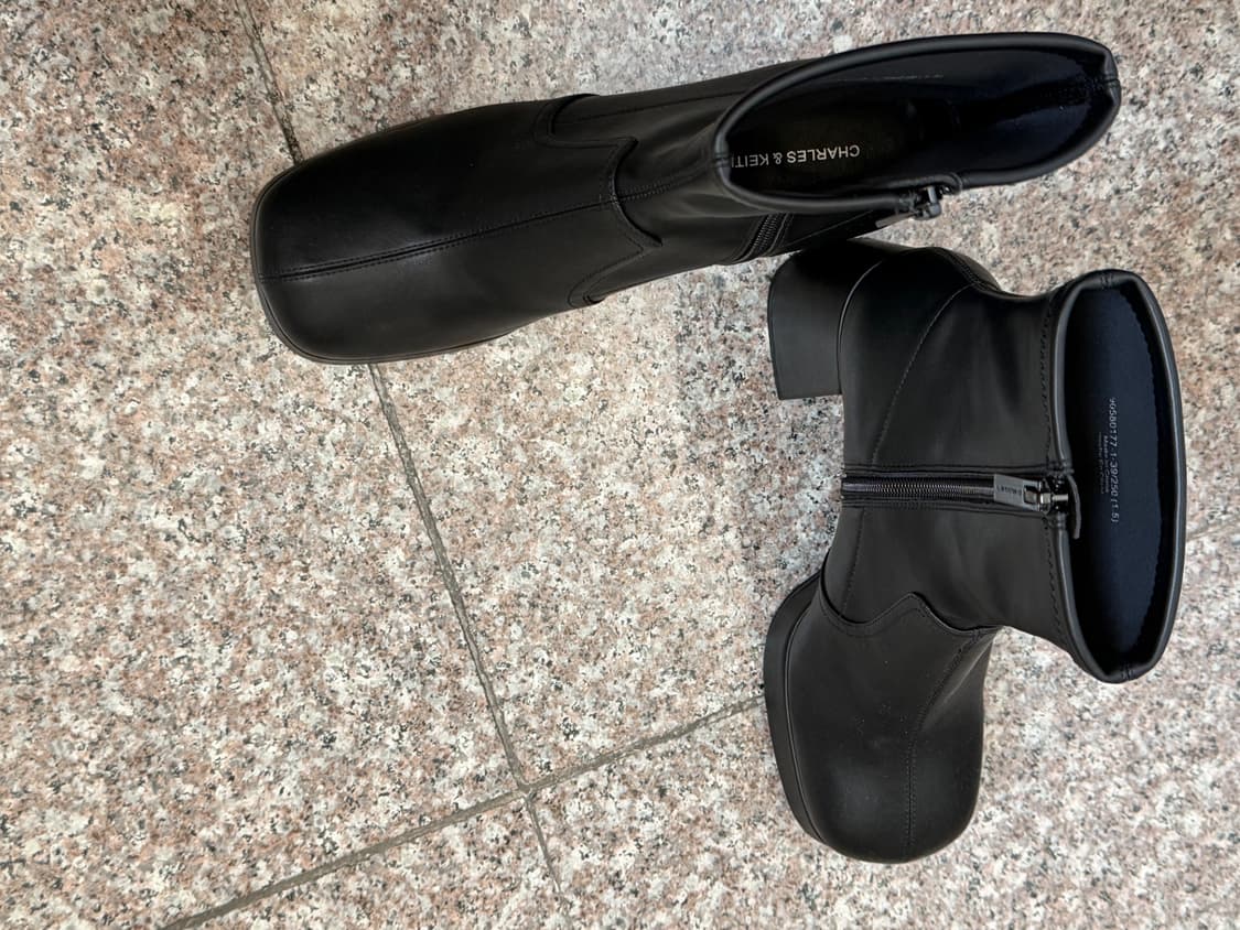 플랫폼 블록 힐 앵클 부츠 블랙 상품이미지2