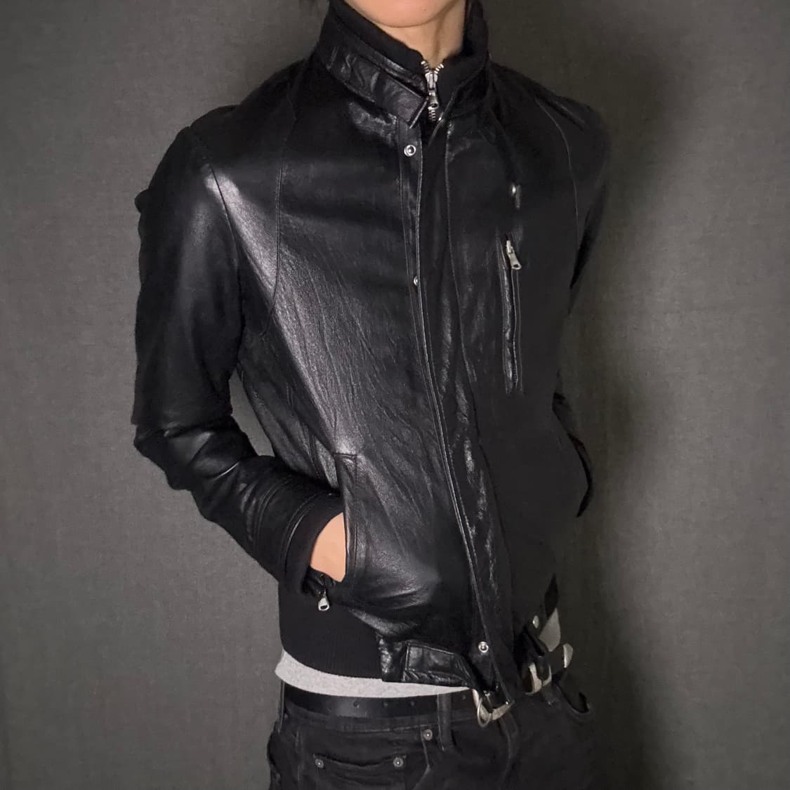 japan Vintage Black Leather Jacket 상품이미지5