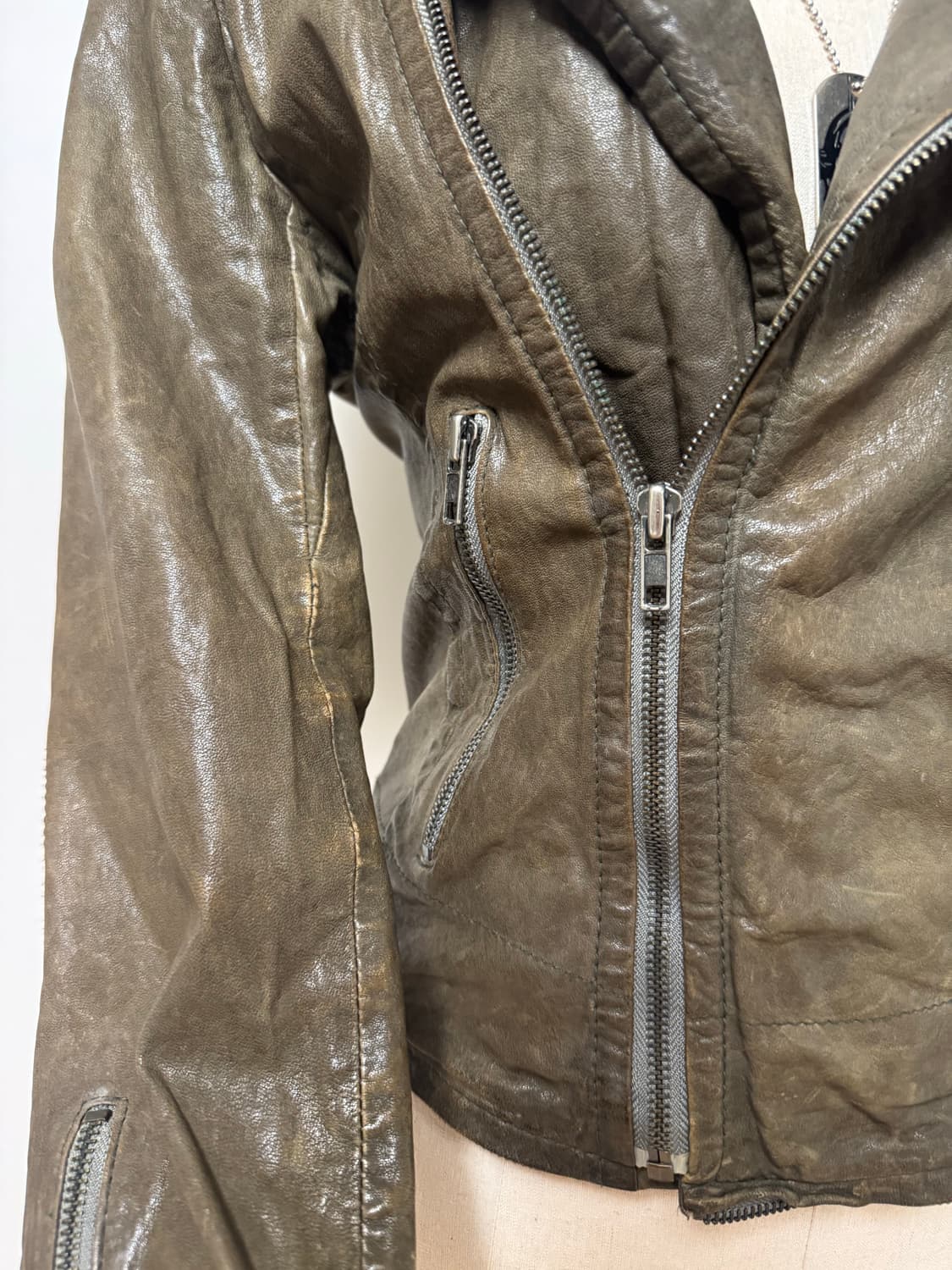 스터드 카키 브라운 자켓 상품이미지5