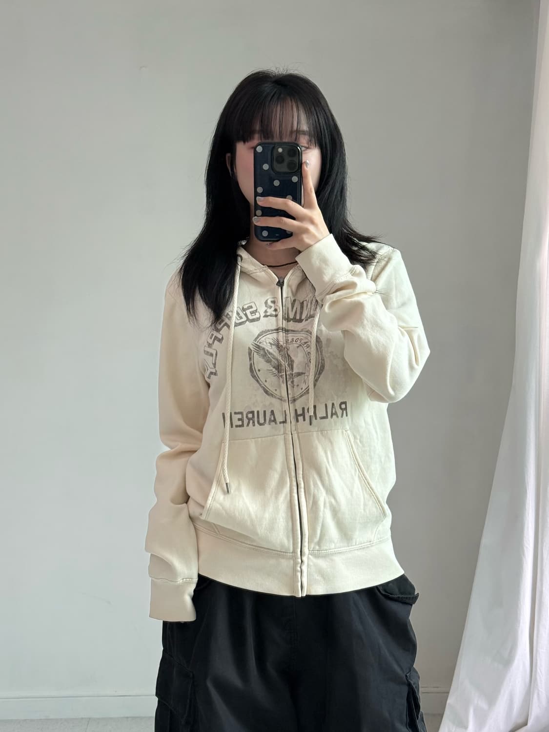 폴로 크림 아이보리 후드집업 상품이미지1