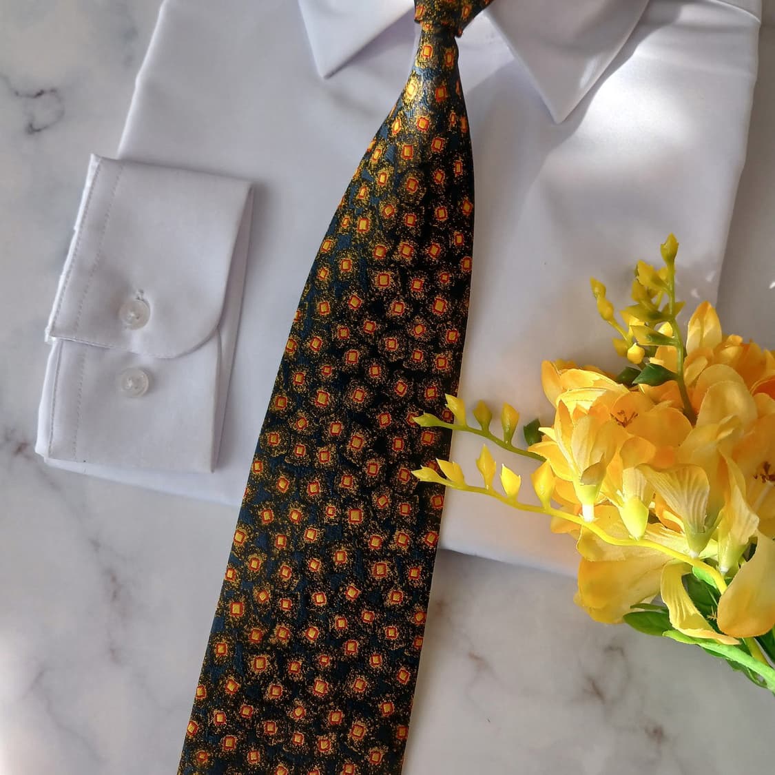 샤를 주르당 실크 기하 패턴 넥타이 9.6cm A+등급 A19166
 상품이미지5