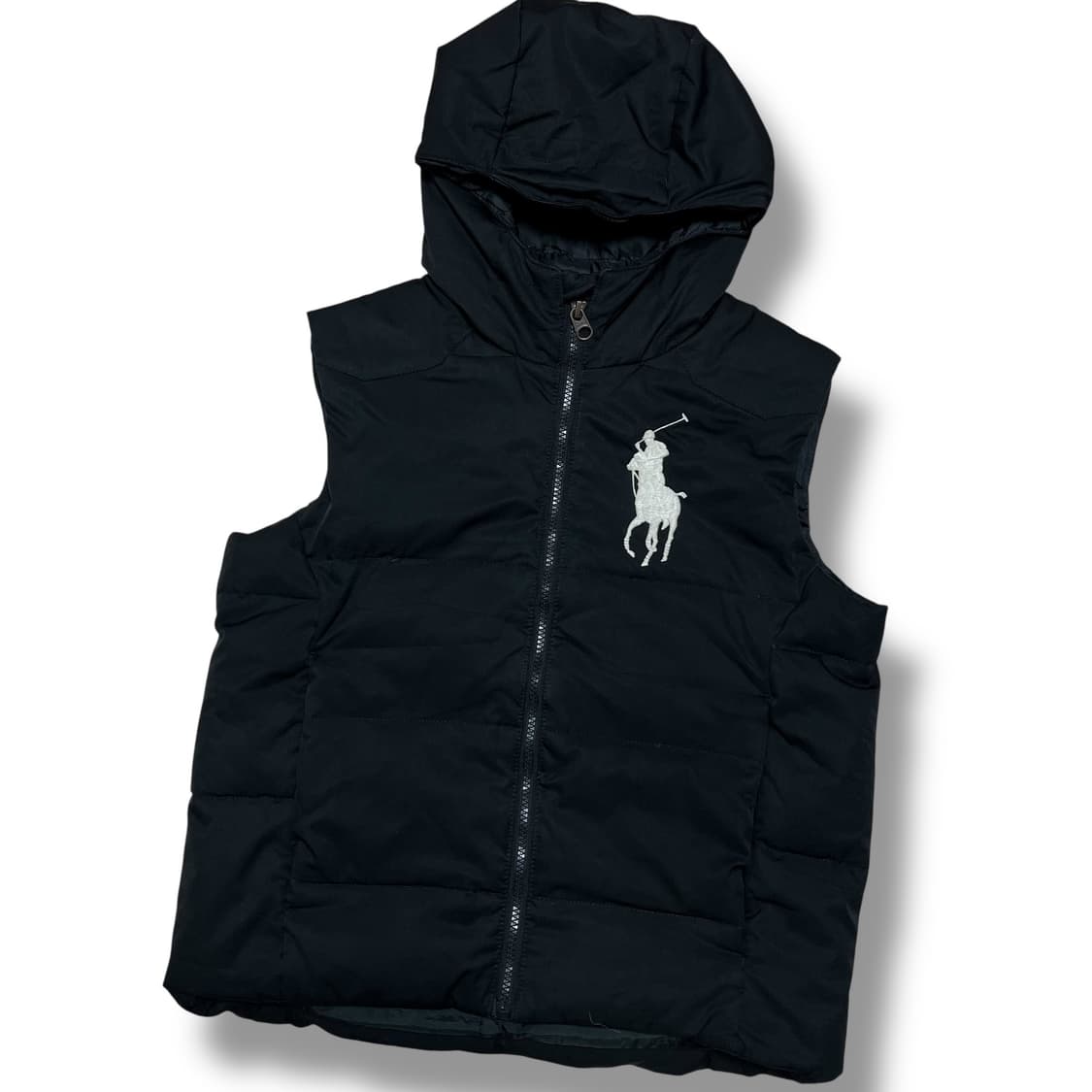 폴로 빅포니 후드 패딩조끼 블랙 상품이미지3