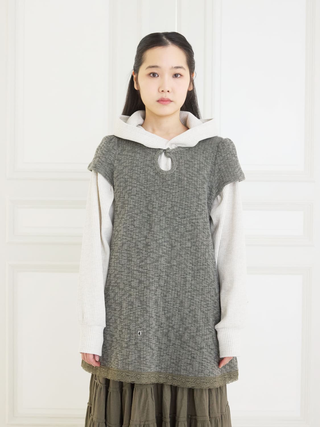 콜로신스 탑 드레스 카키 + 후드 멜란지 오트 세트 상품이미지1