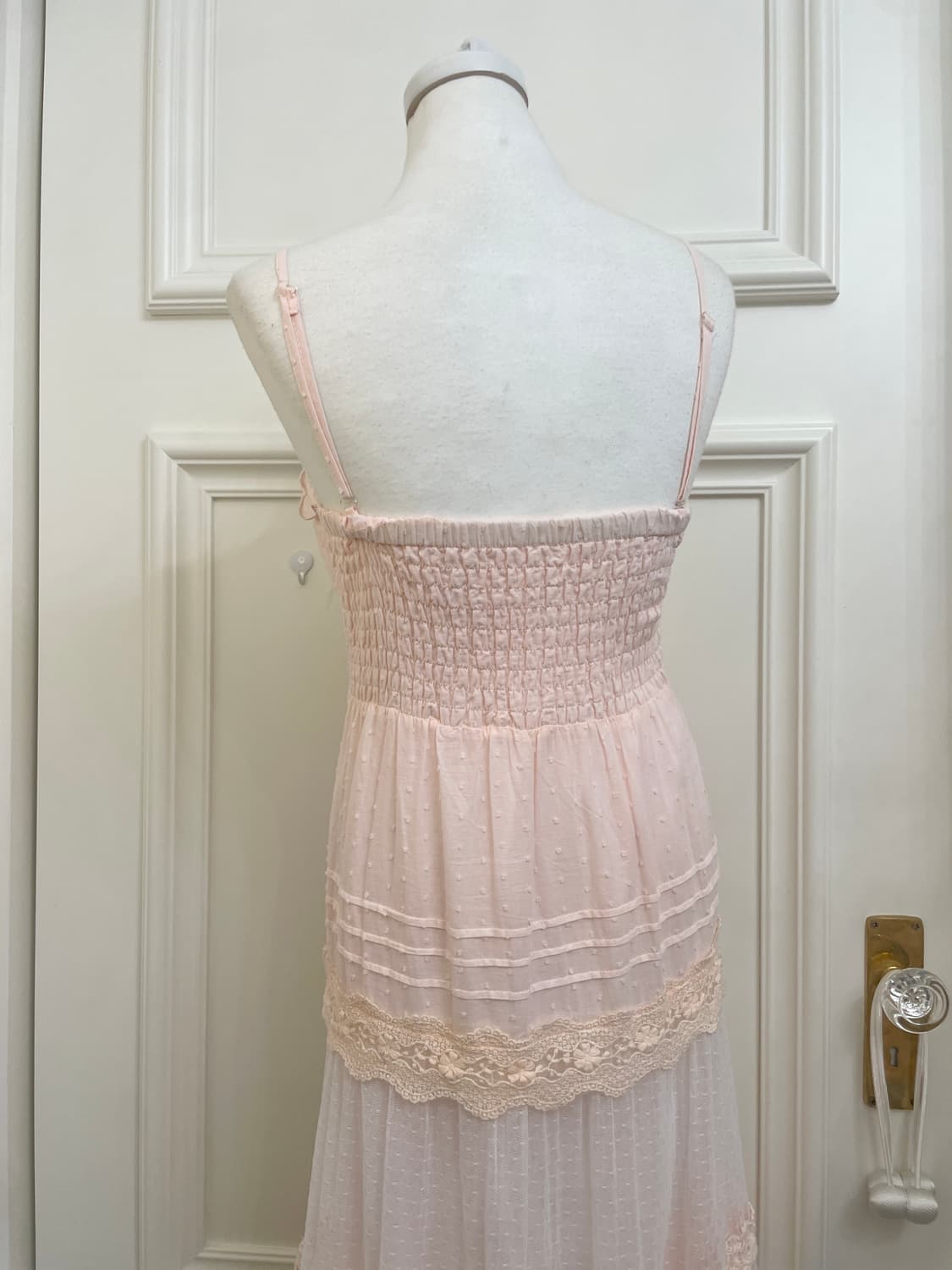 coral dot lace belt point cotton long op 상품이미지4