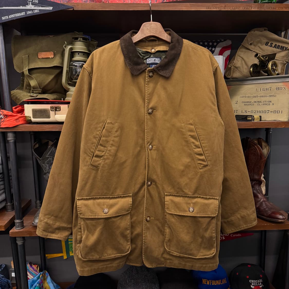 90s USA 빈티지 헤비 캔버스 체크 라이닝 워크 헌팅 초어 자켓 상품이미지1