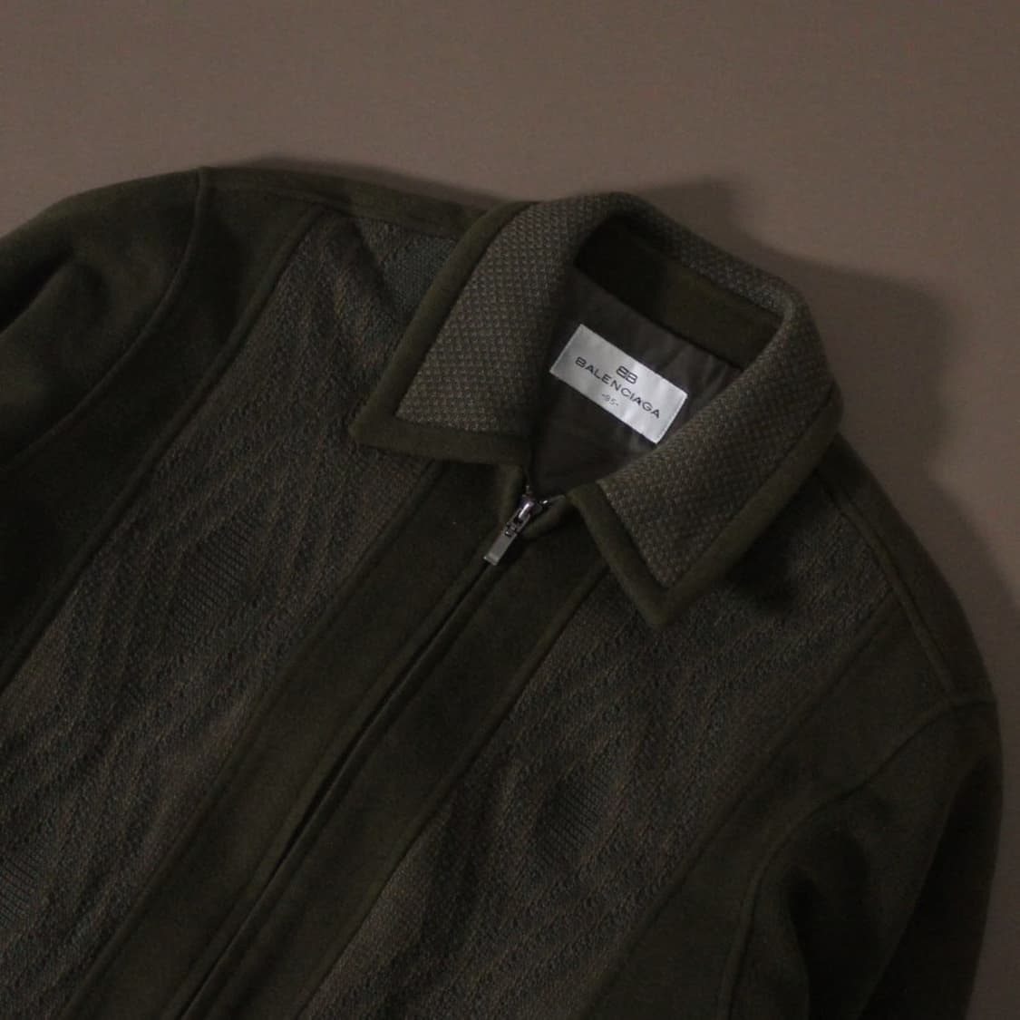 90‘s Balenciaga 발렌시아가 케이블 니트 패치 울 집업 블루종 상품이미지3