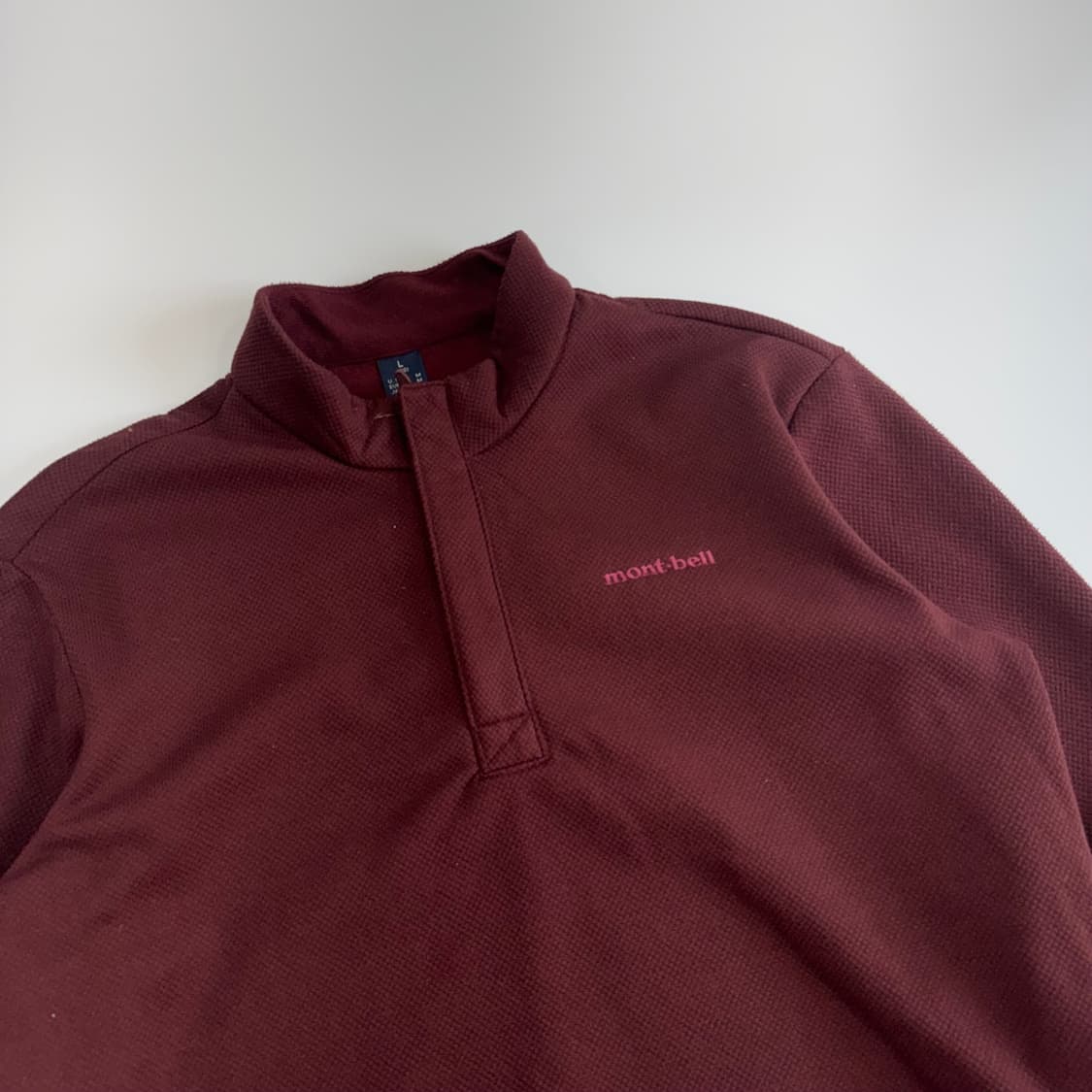 Mont bell 몽벨 버건디 하이넥 기모 반집업 상품이미지4