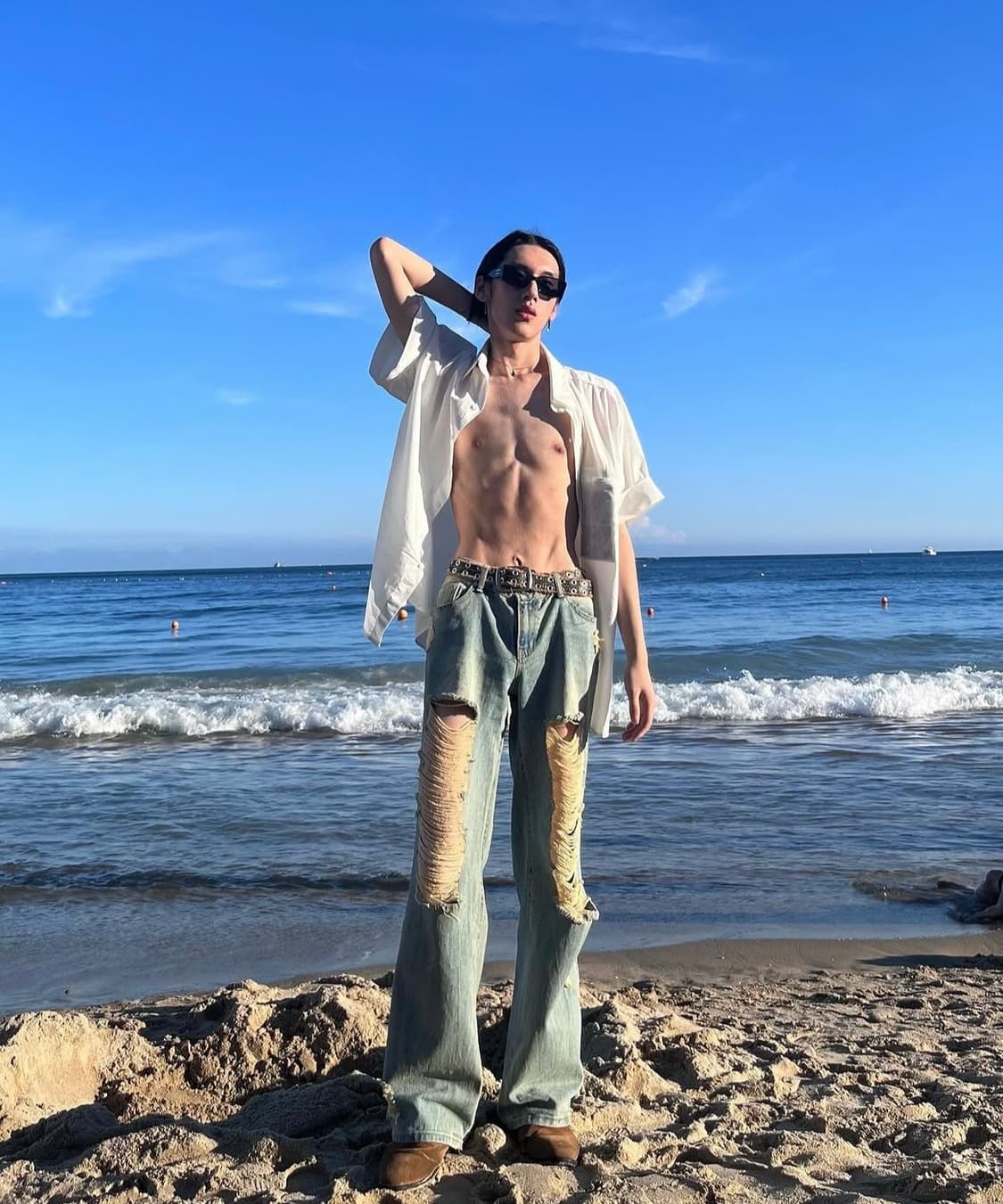 보헤미안서울 데미지 와이드 데님펜츠 상품이미지3