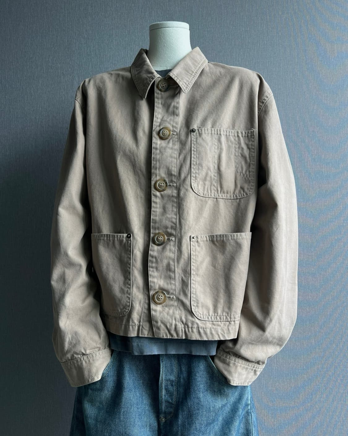 [M] 90s 아르마니 진스 3포켓 크롭 워크 자켓 상품이미지1
