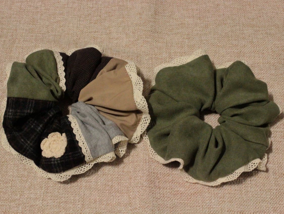 핸드메이드 빈티지 업사이클링 패치워크 스크런치 상품이미지7