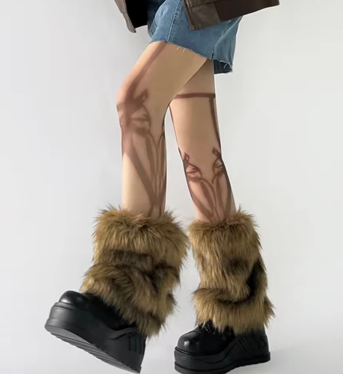 겨울 털 부츠 패션 + 레그워머 + 털 장갑 y2k 빈티지 상품이미지5