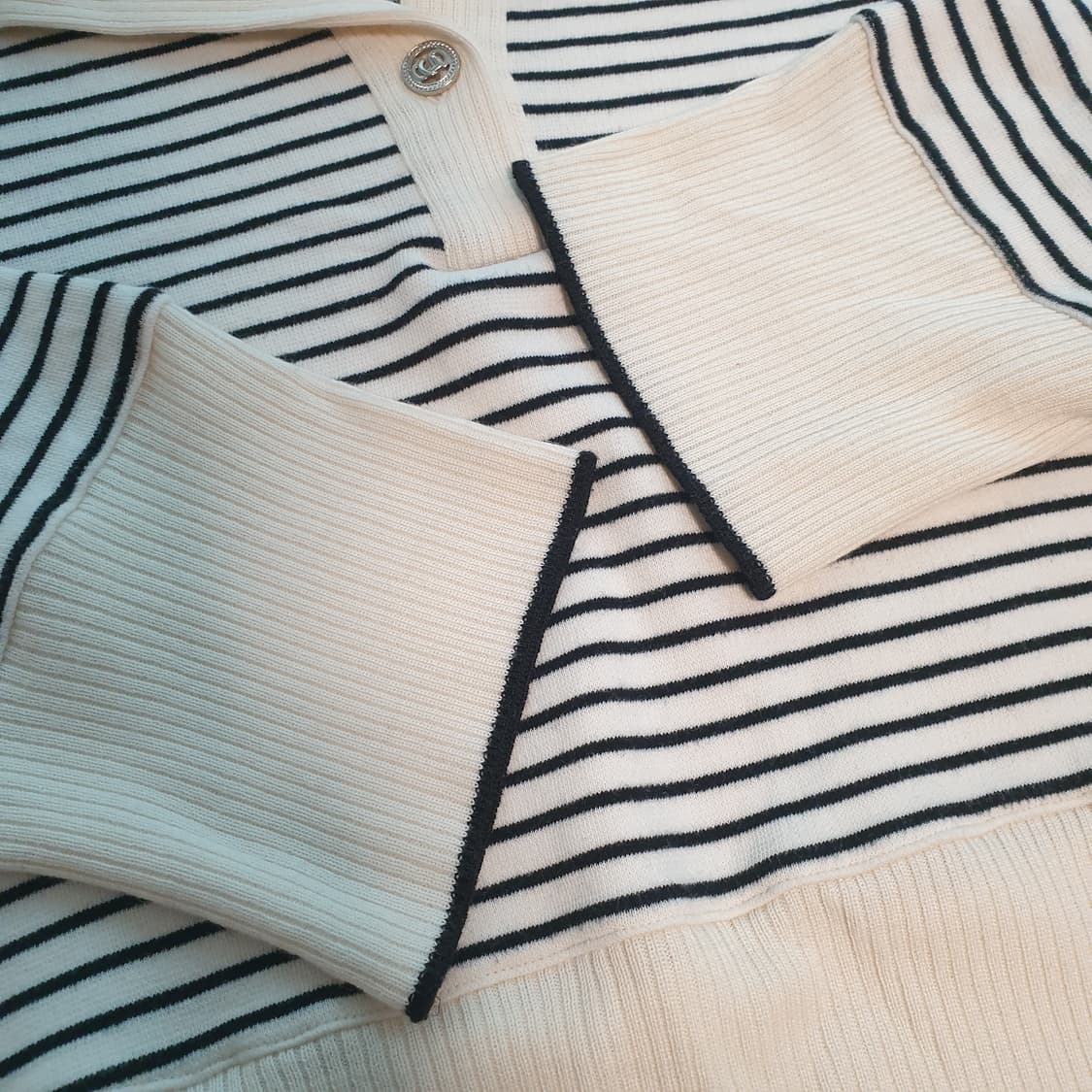 sjsj 스트라이프 카라 니트 긴팔 티셔츠 상품이미지5