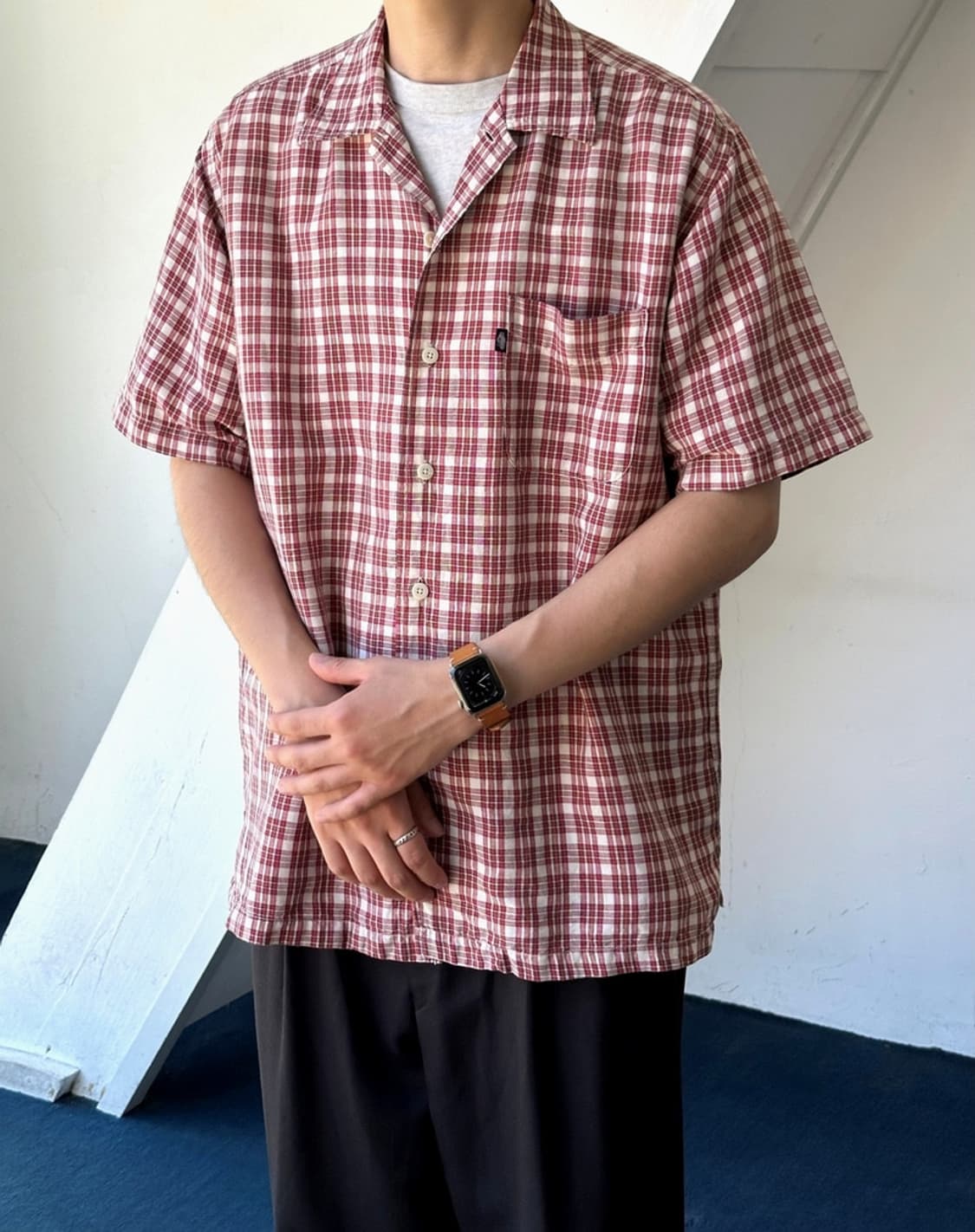 Natural cotton linen open collar shirt 상품이미지10