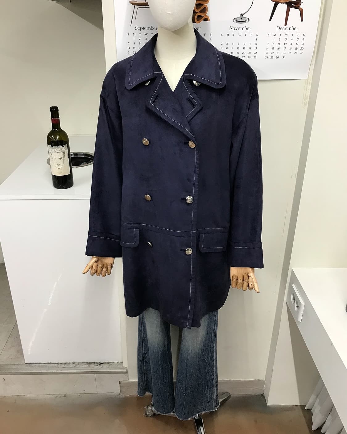 꾸레쥬 은장 로고 벨벳 더블 코트 상품이미지8