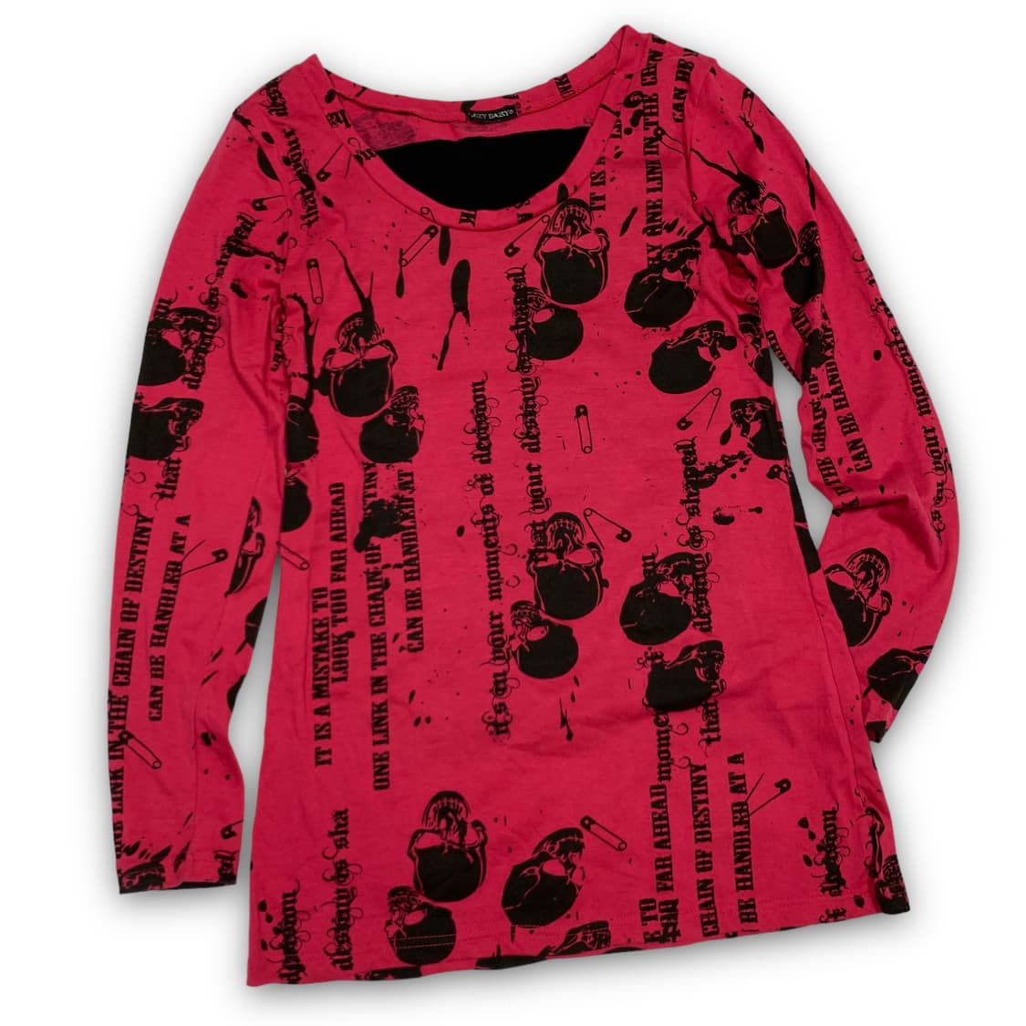 LAZY 펑크 스컬 핀 블러드 아트 롱 슬리브 상품이미지1