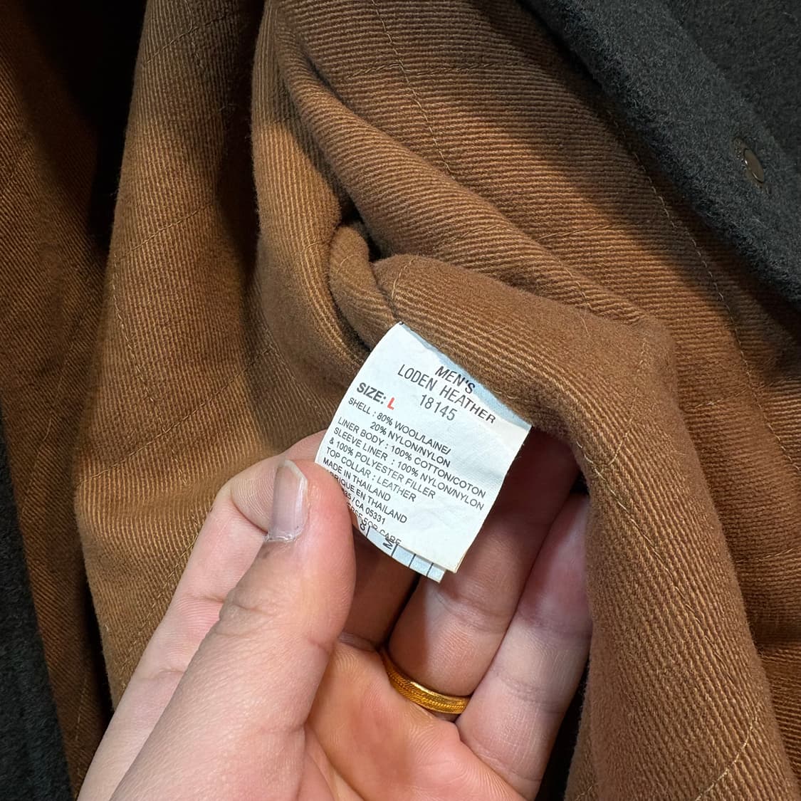 [L] WOOLRICH 울리치 베이지 카라 배색 카키 울 자켓 상품이미지7