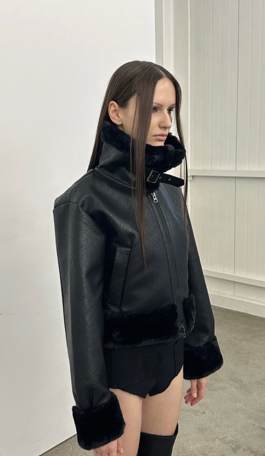 새거급처)보헤미안서울 하이넥 무스탕 미스치프 쓰리타임즈 페일제이드 마뗑킴 상품이미지1