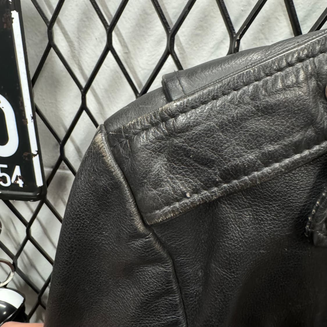 90s USA VINTAGE 레더 라이더 자켓 전면 지퍼 포인트 블랙 상품이미지8