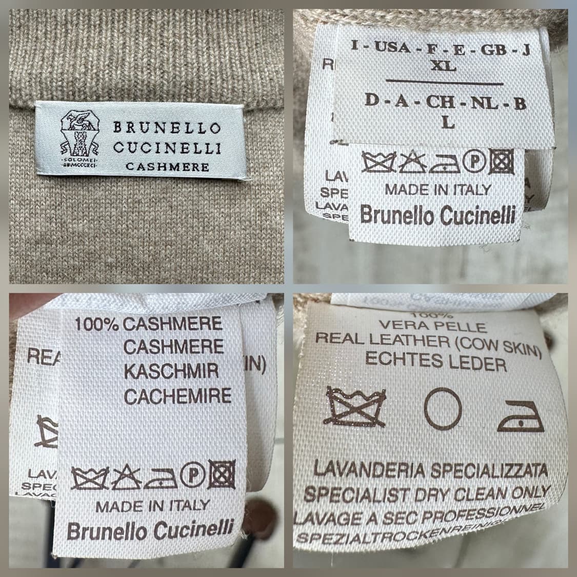브루넬로 쿠치넬리 카우 레더 캐시미어 베스트 XL(105~110) 판매 상품이미지8