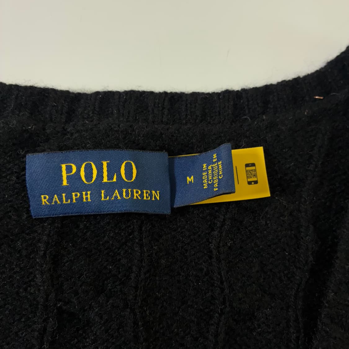 Polo  폴로 랄프로렌 자수 코튼 블랙 브이넥 꽈배기 니트  상품이미지5