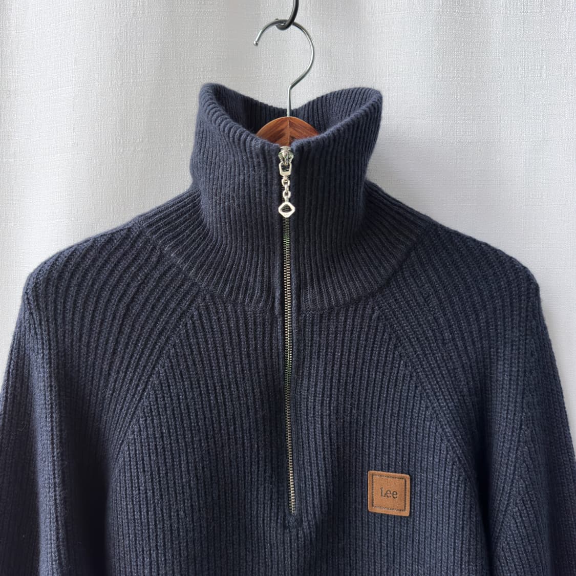 Lee 리 울혼방 하프집업 니트 네이비 L 상품이미지5