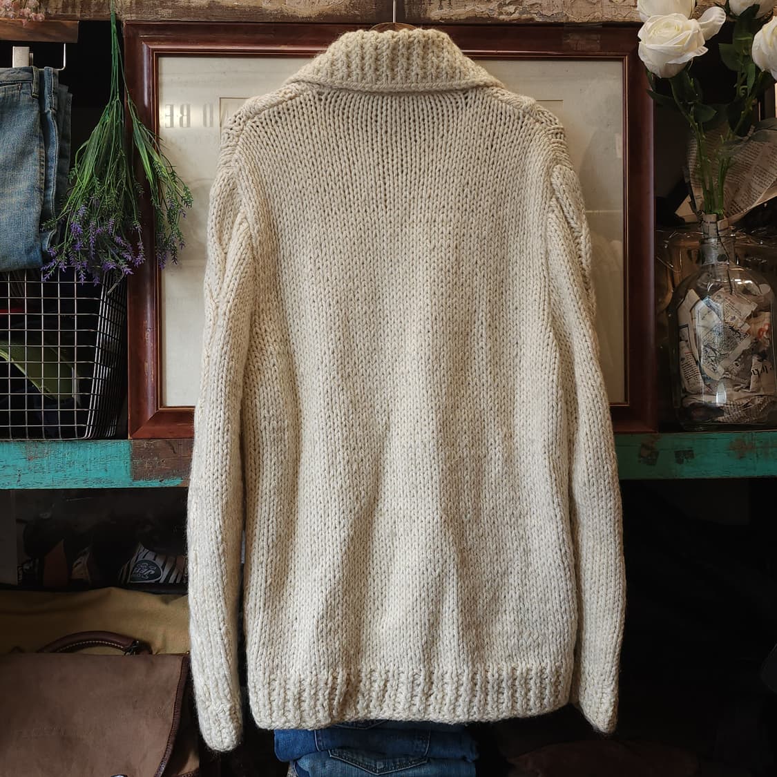 90s 프렌치 핸드메이드 울 가디건 코위찬 헤비울 스웨터 집업 가디건 상품이미지3