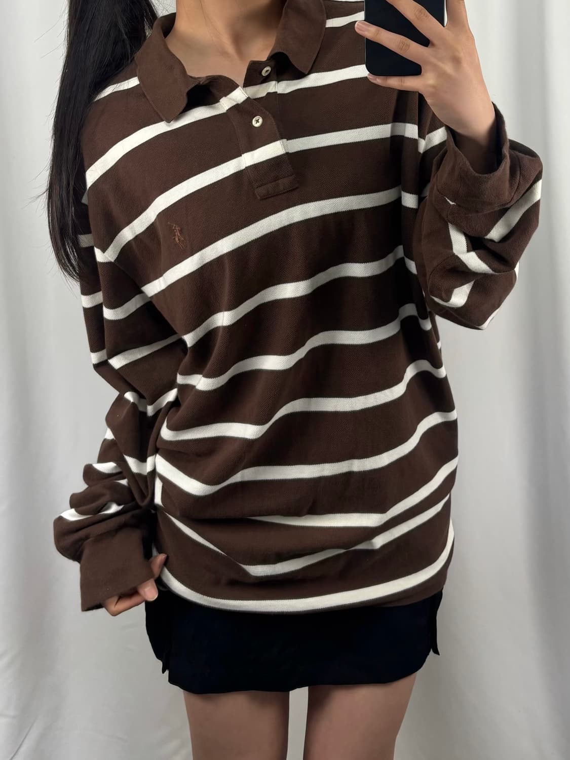 폴로 브라운 스트라이프 긴팔 카라티 상품이미지2