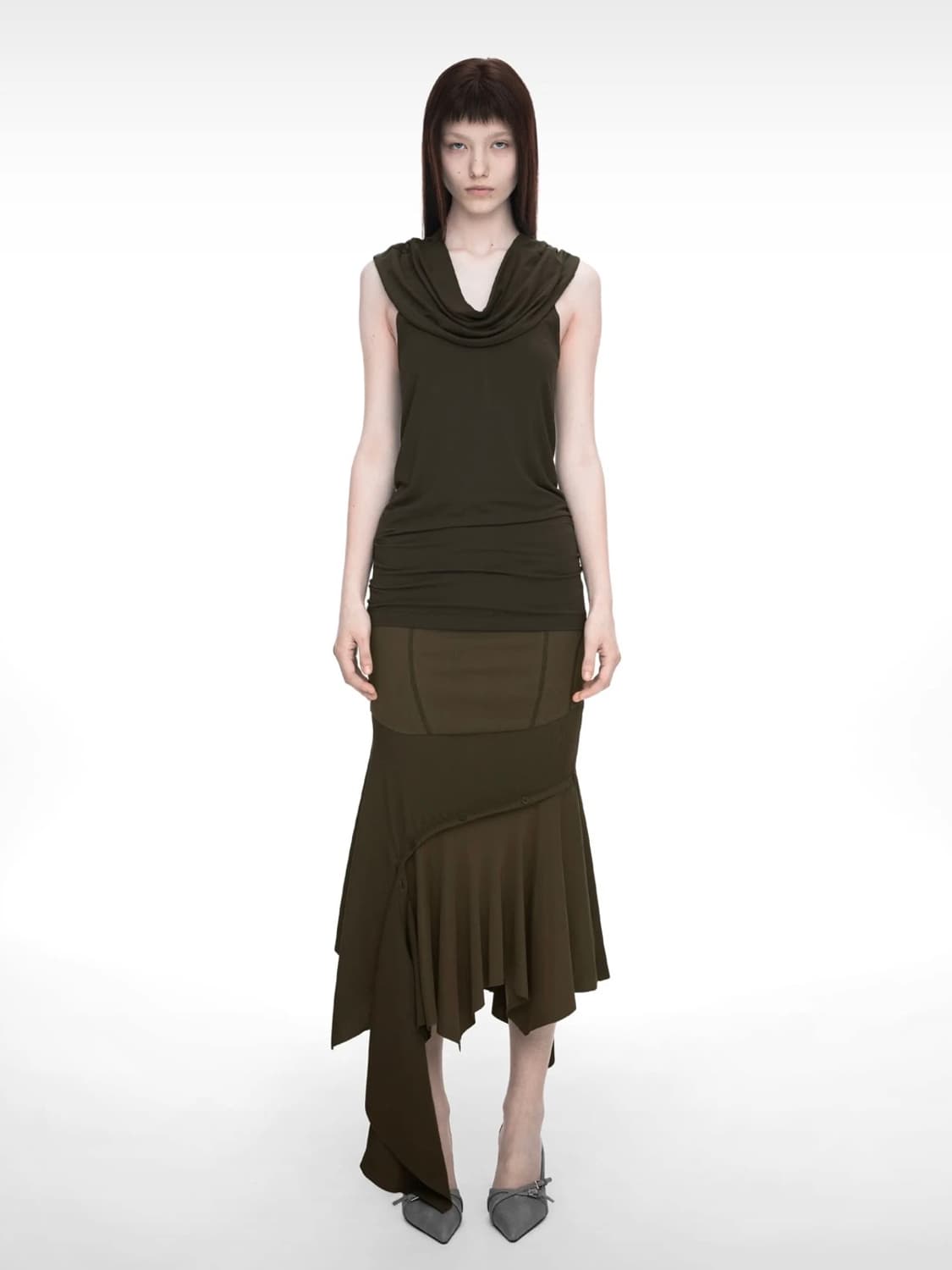 나체 shawl neck sleeveless black 상품이미지3