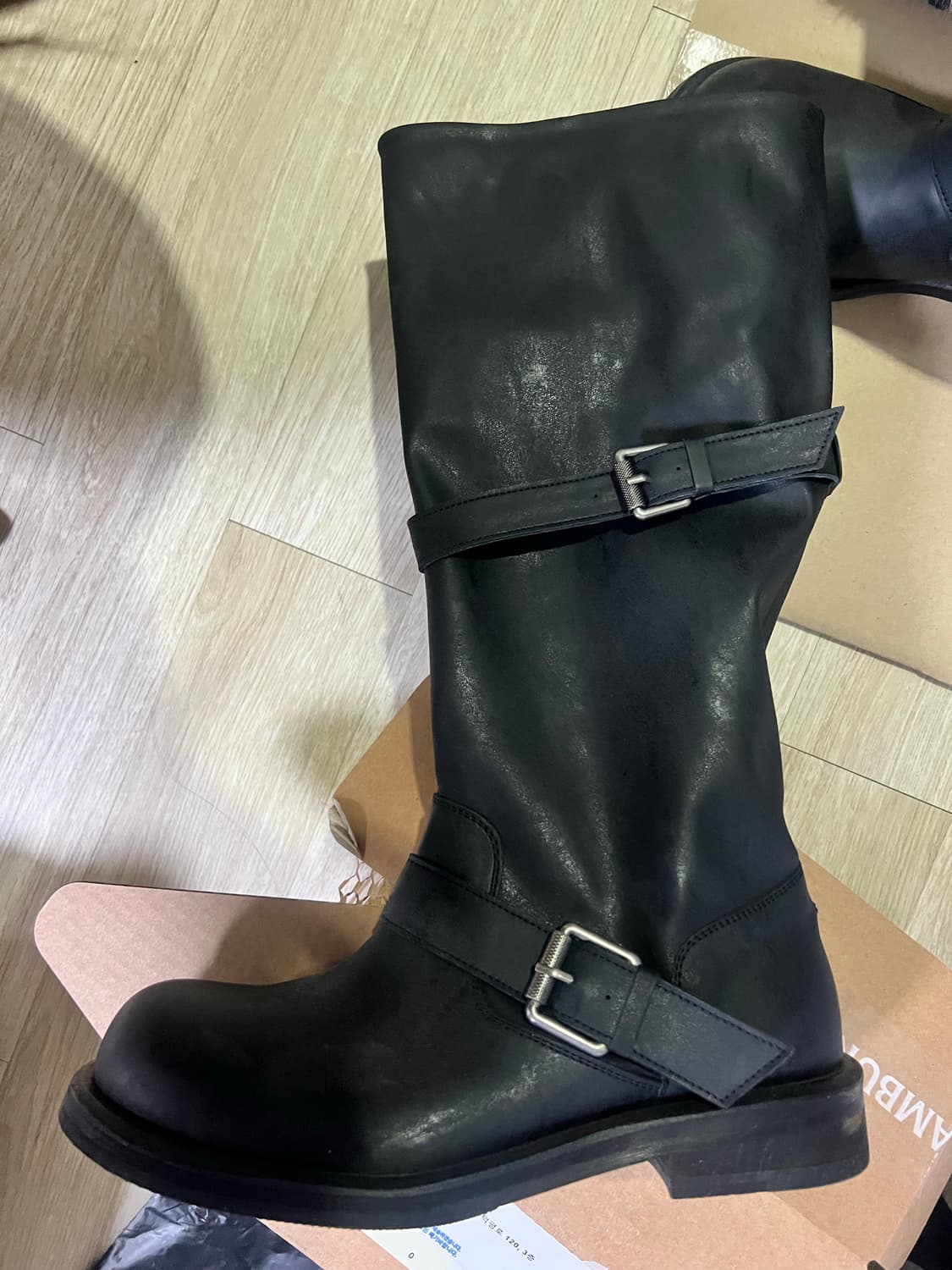 네거티브쓰리 슬라우치 롱부츠 240 워시드 블랙 판매 상품이미지3