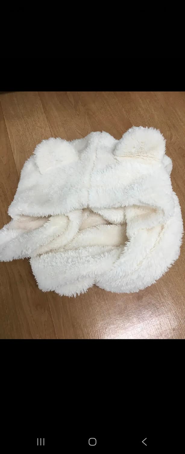 뽀글이 곰돌이 후드 머플러 겨울목도리 아이보리 상품이미지2