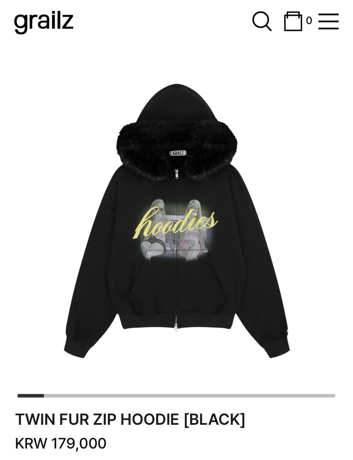 Grailz 그레일즈 트윈 퍼 후드집업 블랙(1) 상품이미지1
