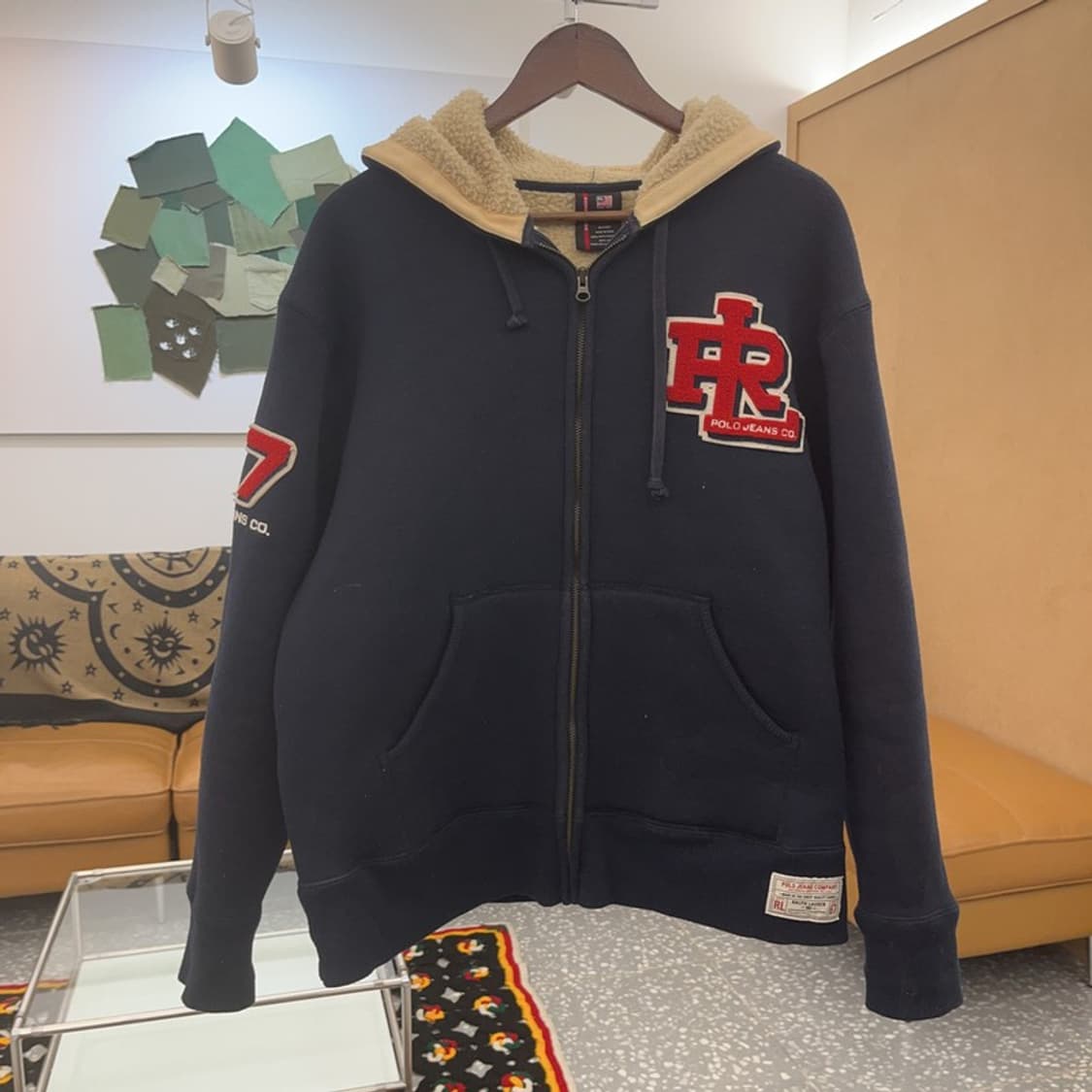 폴로 랄프로렌 올드스쿨 빈티지 자수패치 양털 후드집업 M C07724 상품이미지3