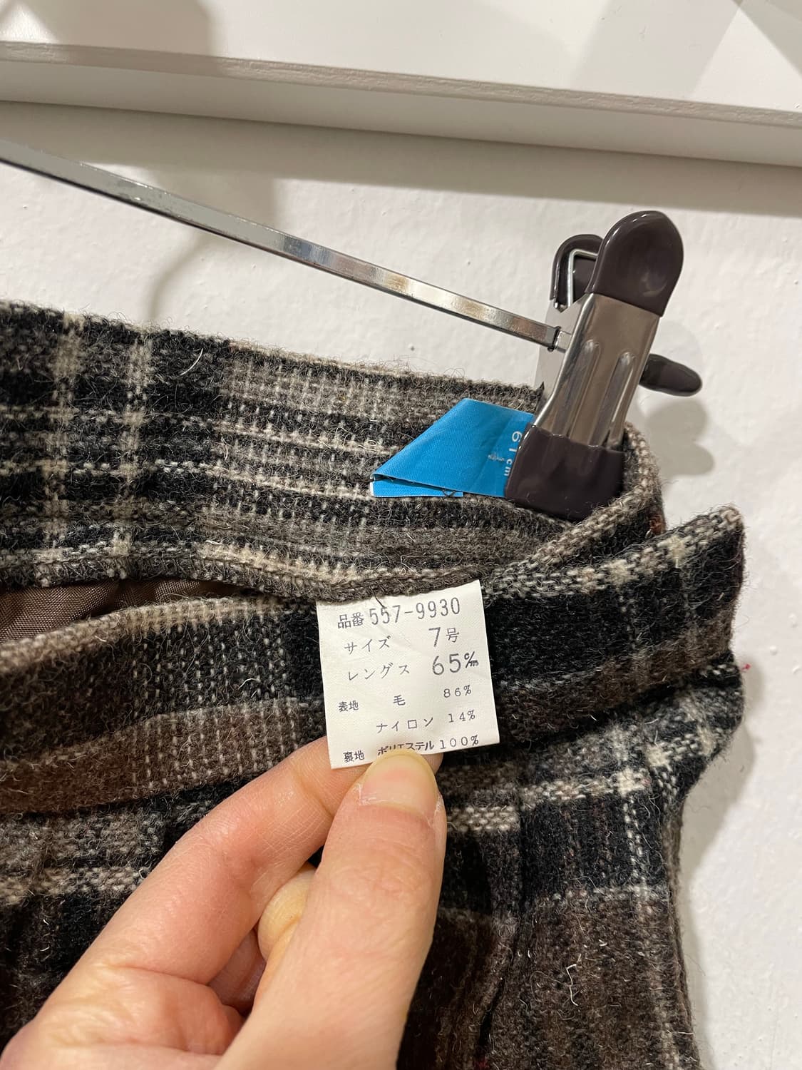 브라운 울 체크 플리츠 스커트 상품이미지10