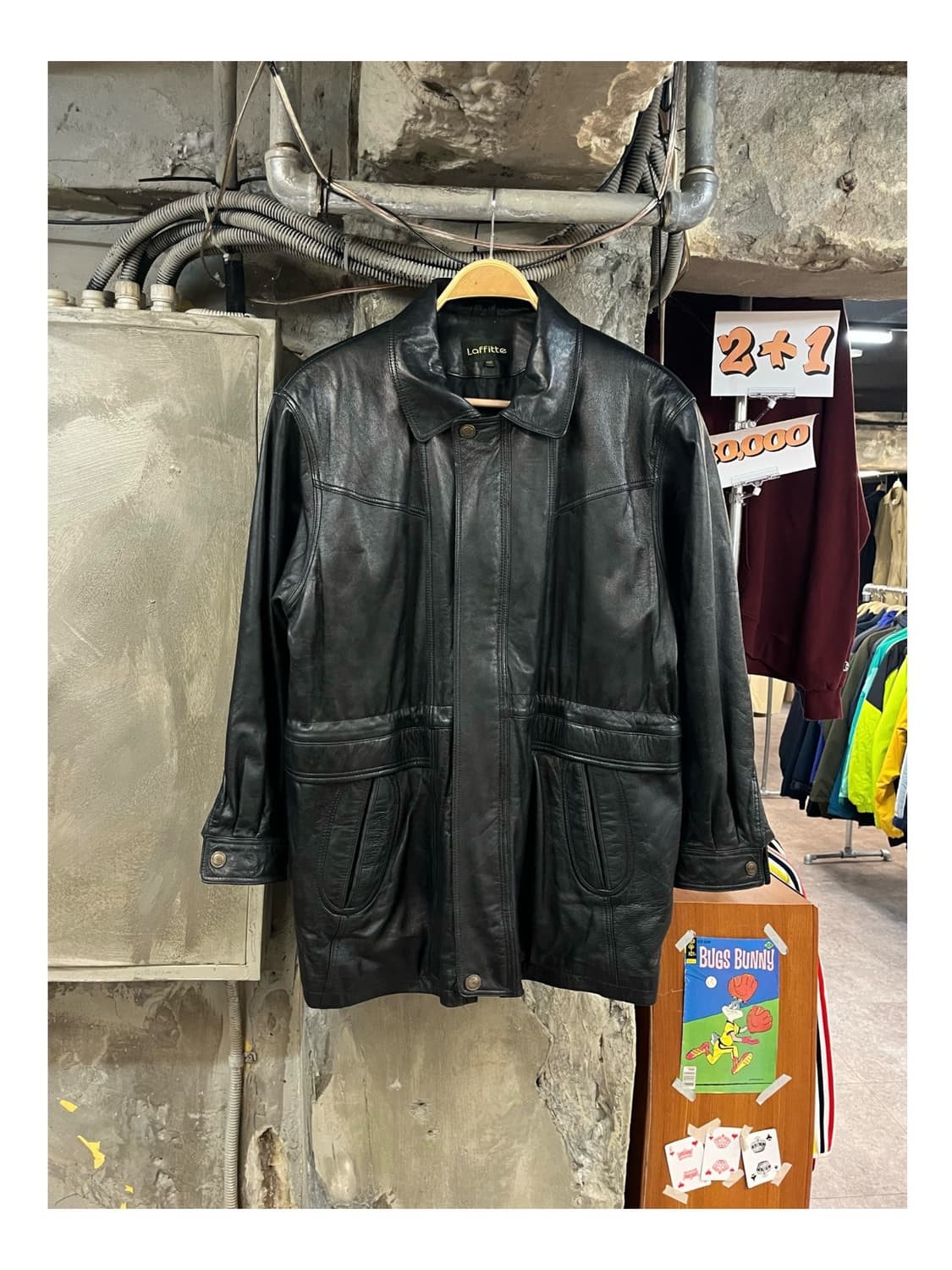 빈티지 양가죽 레더 자켓 블랙 100 #csz3596 상품이미지1