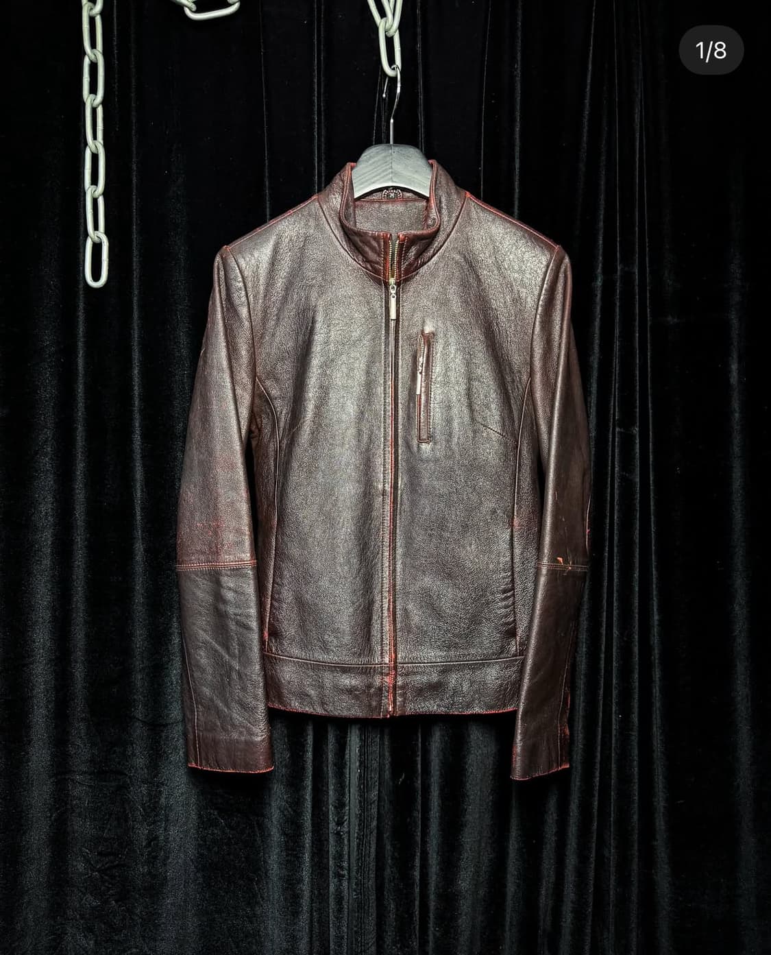 red washed leather jacket 상품이미지1