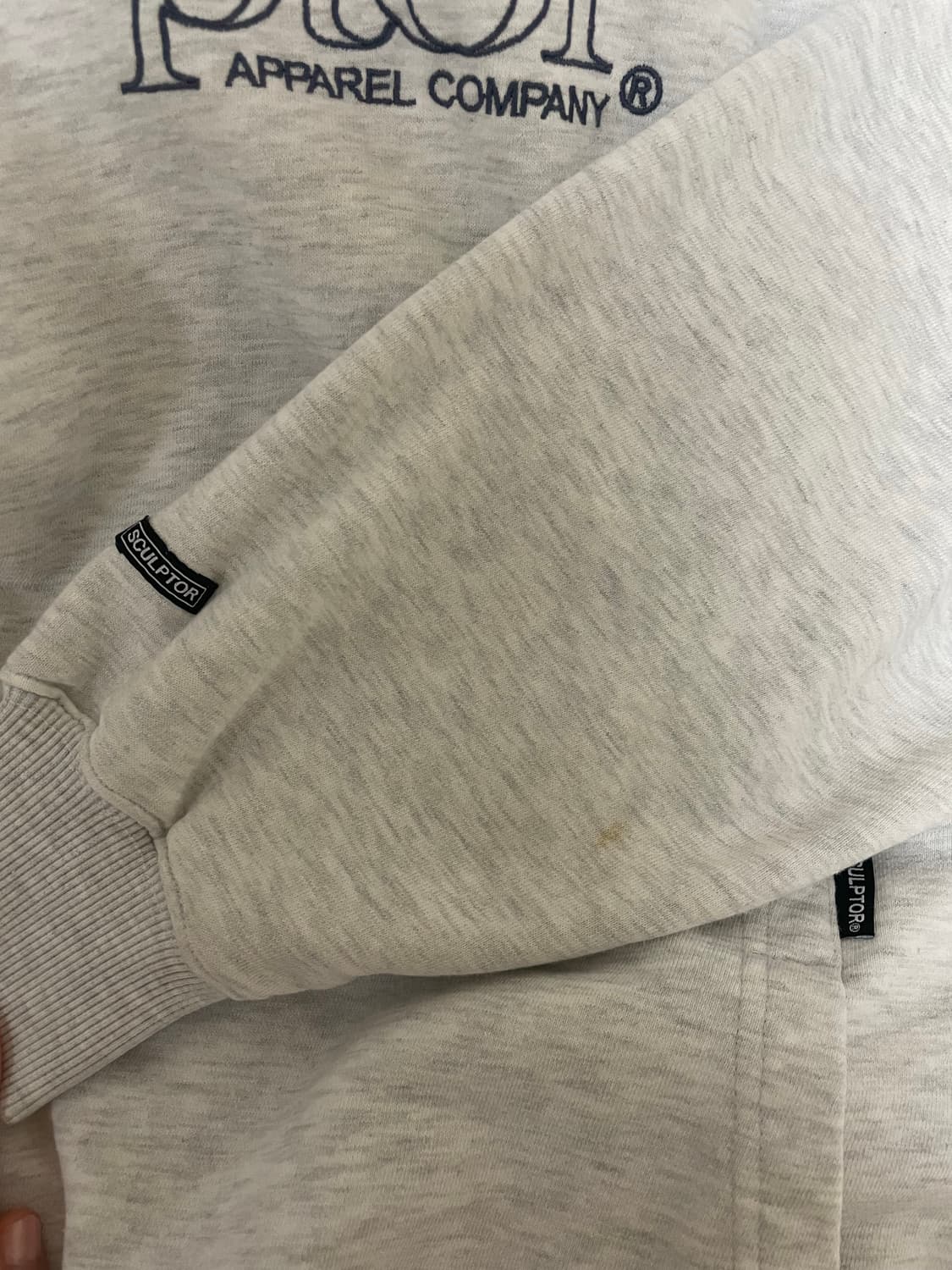 스컬프터 레트로 아웃라인 후드티 화이트 멜란지 상품이미지3