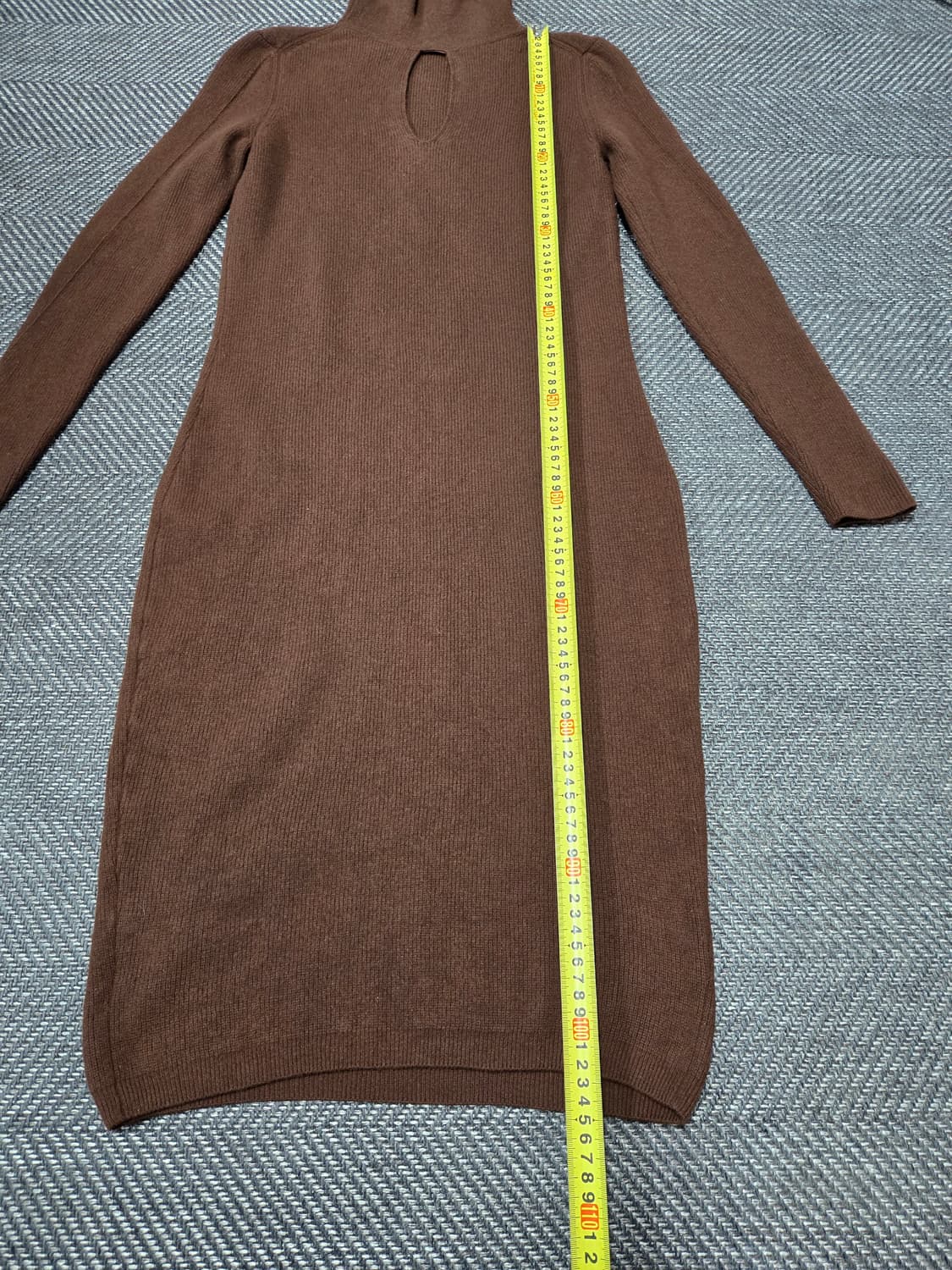 한섬 랑방 골지 니트 원피스 모100%원피스 브라운 상품이미지7