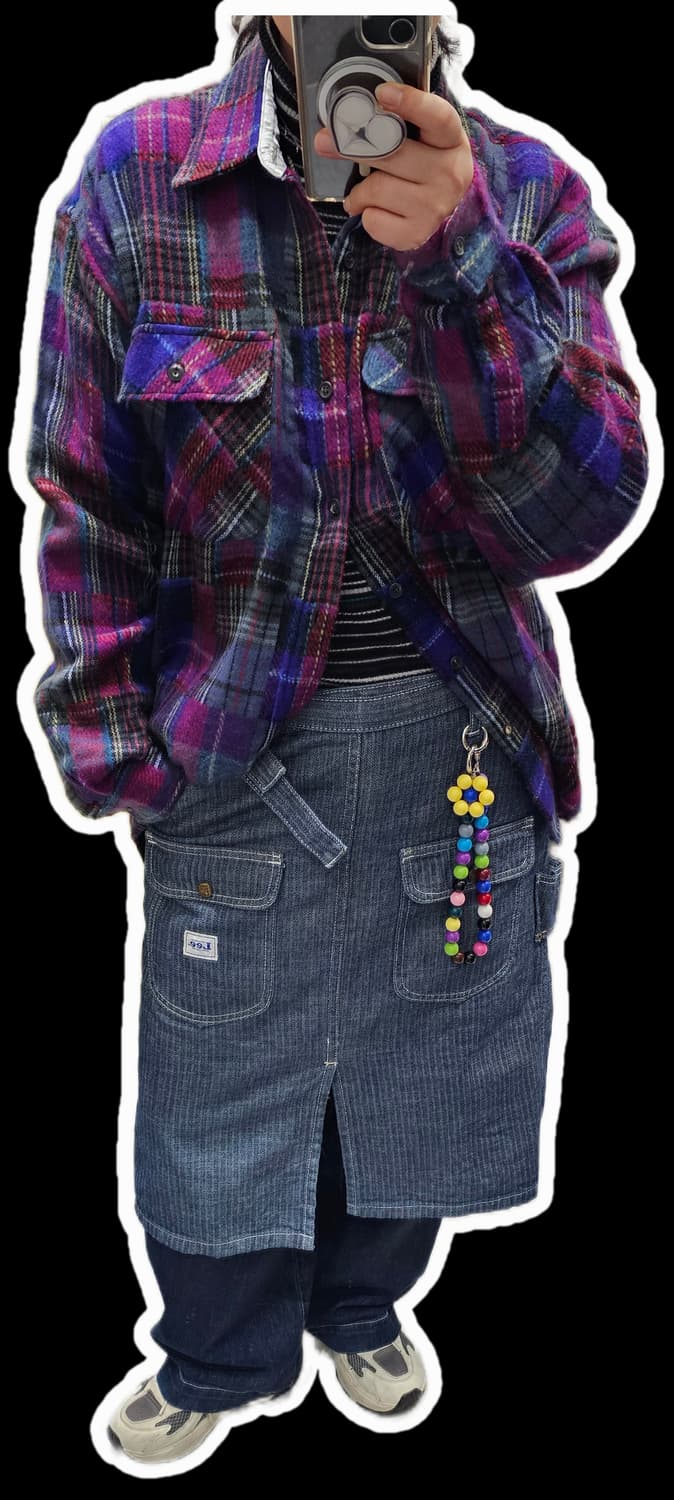 Lee 스트라이프 데님 레이어드 허리치마 상품이미지1