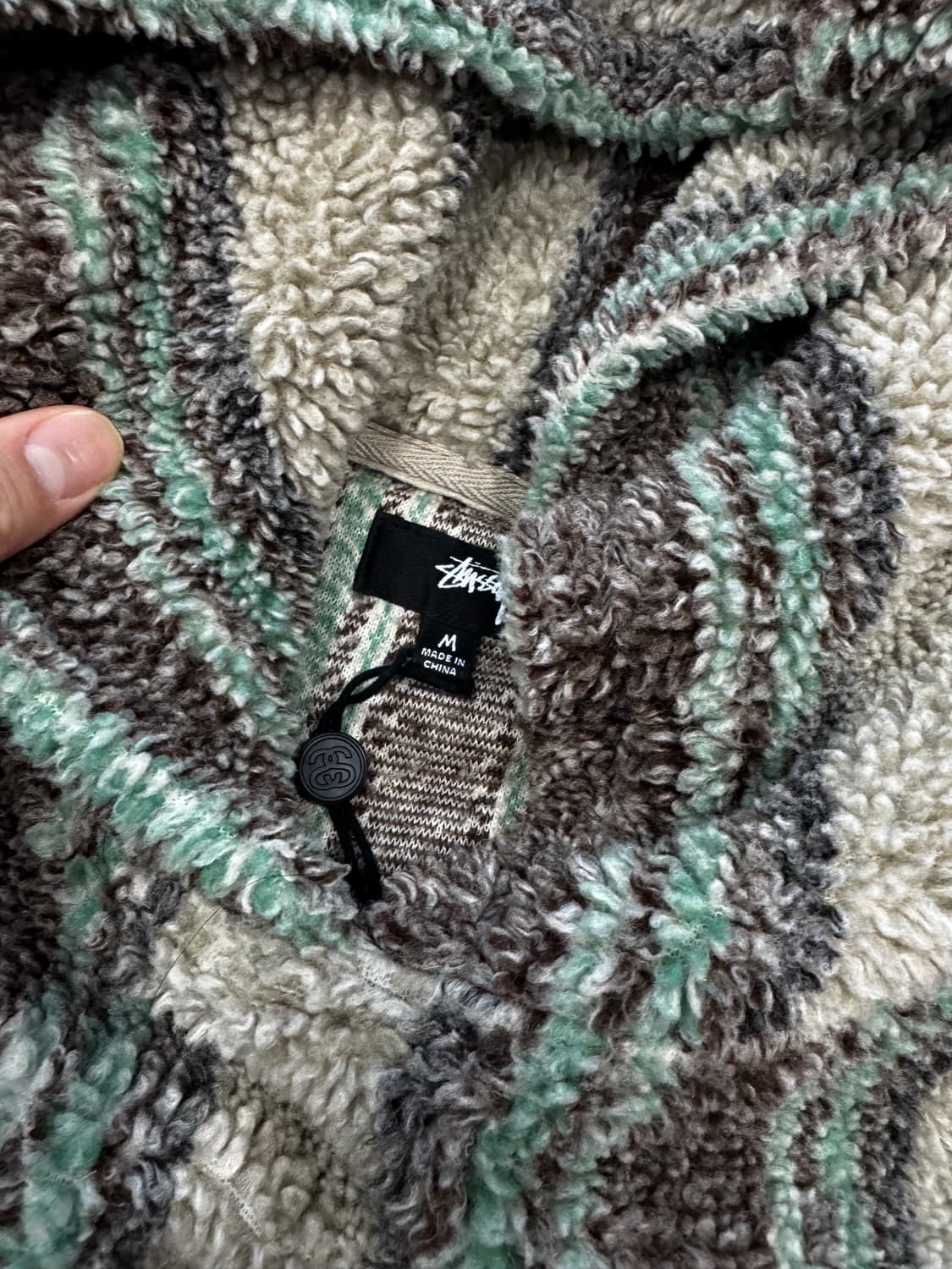 스투시 스트라이프 쉐르파 후디 m 상품이미지3